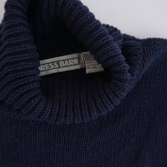 Vintage Dress Barn Navy Turtleneck Sweater Minimalist Preppy Quiet Luxury M - Picture 9 of 9